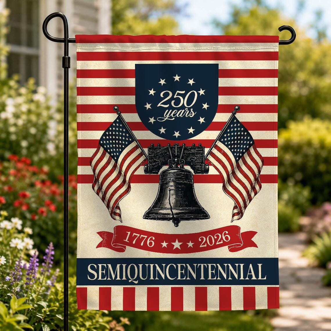 USA 250th Anniversary Garden Flag with Distressed American Flag Design, Patriotic 1776-2026 Outdoor Decor for Vintage Americana Yards