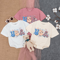 USA Baby Romper Patriotic Stars and Stripes Fourth of July Outfit 1st Independence Day Adorable Infant Bodysuit Gift for Newborns