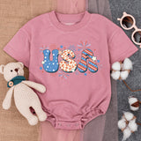 USA Baby Romper Patriotic Stars and Stripes Fourth of July Outfit 1st Independence Day Adorable Infant Bodysuit Gift for Newborns