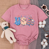 USA Baby Romper Patriotic Stars and Stripes Fourth of July Outfit 1st Independence Day Adorable Infant Bodysuit Gift for Newborns