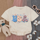 USA Baby Romper Patriotic Stars and Stripes Fourth of July Outfit 1st Independence Day Adorable Infant Bodysuit Gift for Newborns