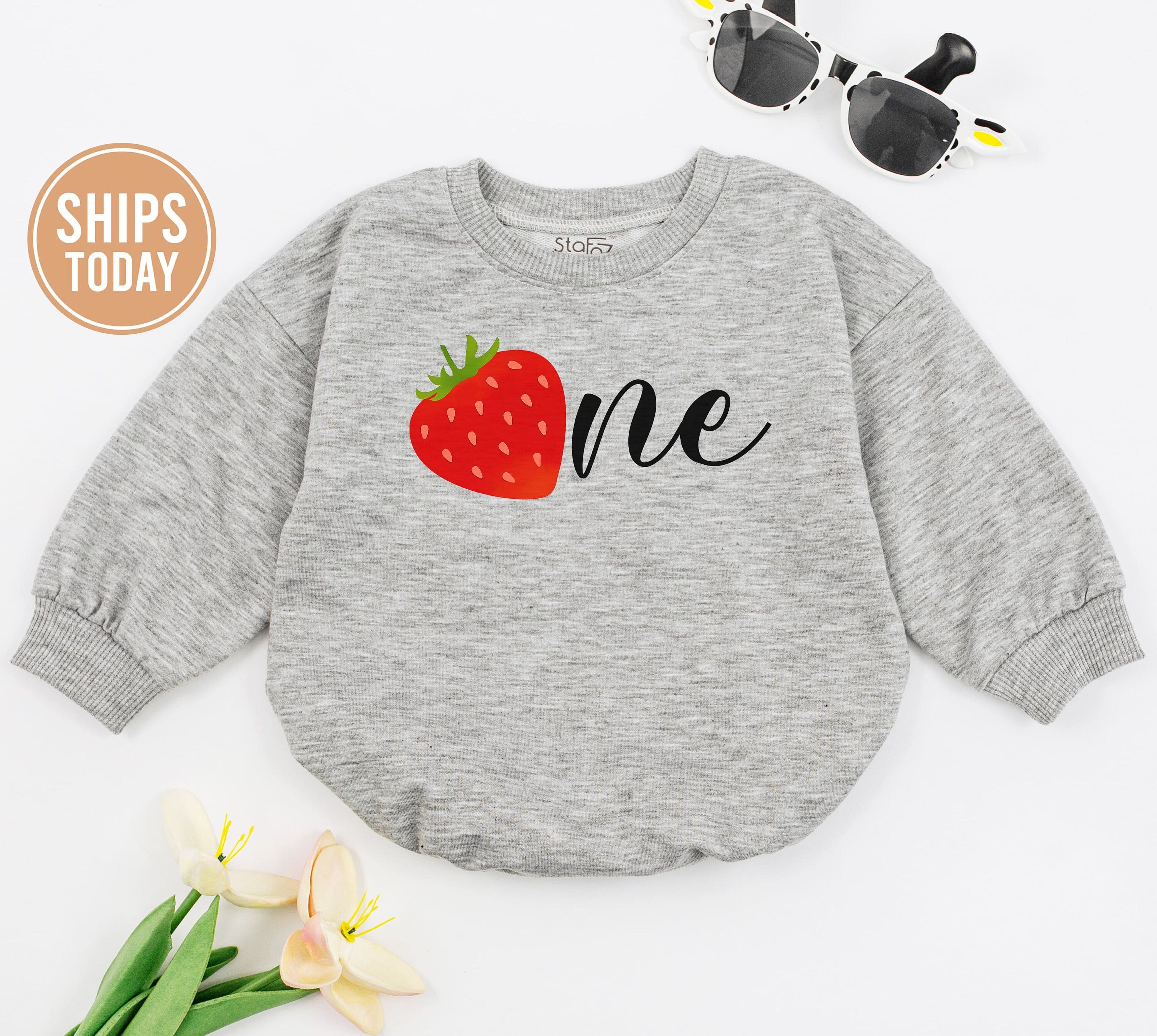 Vibrant Strawberry Birthday Romper Baby Girl Outfit 1st Celebration Toddler Clothes Cheerful Design Soft Cotton Playful Party Gift