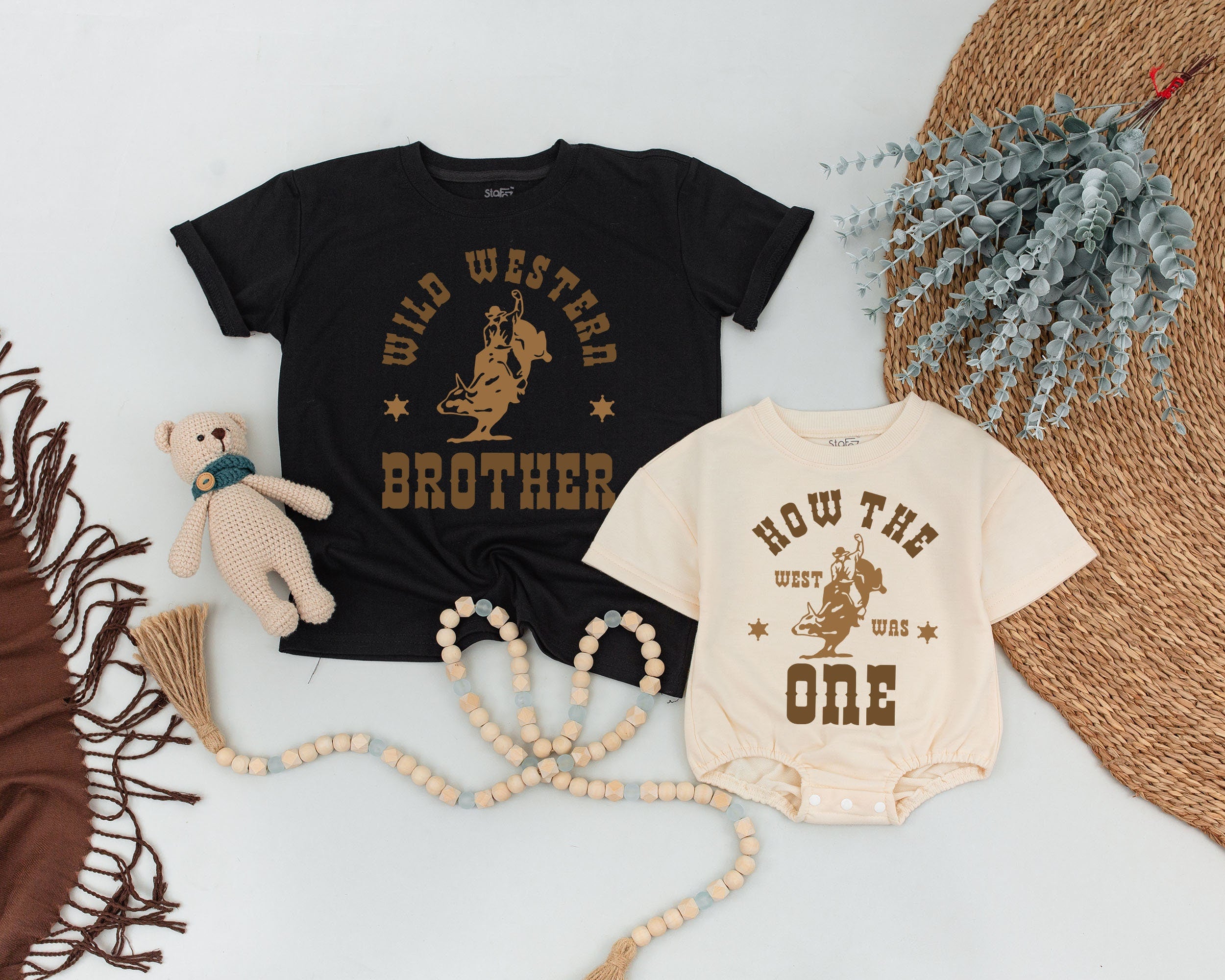 Vintage Cowboy Family Shirts Personalized Wild Western Birthday Outfit for Mom Dad Sister Custom Cotton Matching First Birthday