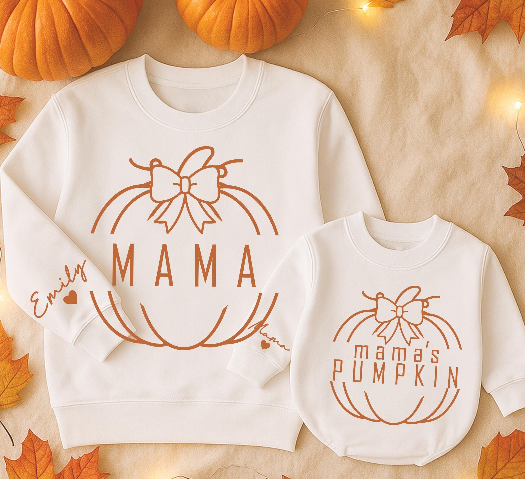 Warm Autumn Mama and Me Pumpkin Sweaters Personalized Cozy Fall Outfits Soft Cotton Mom Baby Matching Shirts Thanksgiving Gift