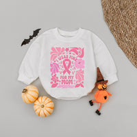 I Wear Pink for My Mom Boho Floral Baby Romper Breast Cancer Awareness Outfit Infant Pink Ribbon Bodysuit Gift for Baby Shower October