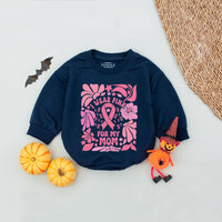 I Wear Pink for My Mom Boho Floral Baby Romper Breast Cancer Awareness Outfit Infant Pink Ribbon Bodysuit Gift for Baby Shower October