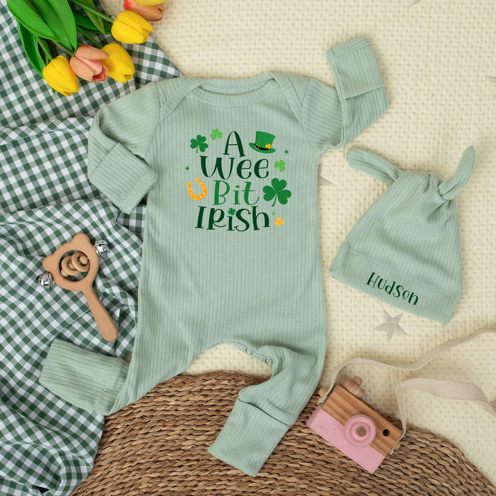 A Wee Bit Irish Baby Bodysuit with Shamrocks St Patrick’s Day Outfit Personalized Newborn Gift Cotton Infant Romper Holiday Clothes