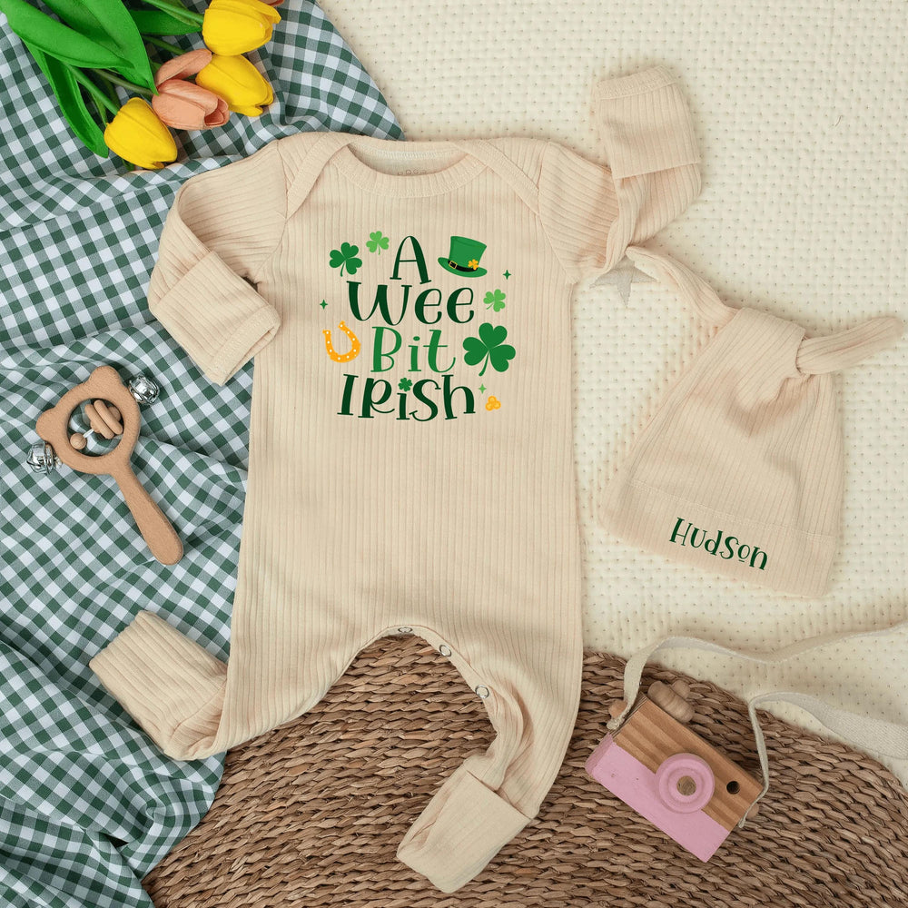A Wee Bit Irish Baby Bodysuit with Shamrocks St Patrick’s Day Outfit Personalized Newborn Gift Cotton Infant Romper Holiday Clothes