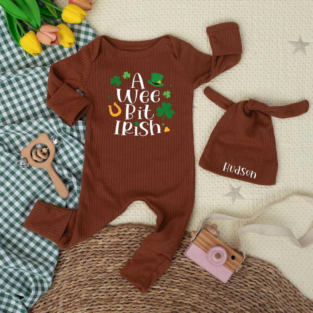 A Wee Bit Irish Baby Bodysuit with Shamrocks St Patrick’s Day Outfit Personalized Newborn Gift Cotton Infant Romper Holiday Clothes