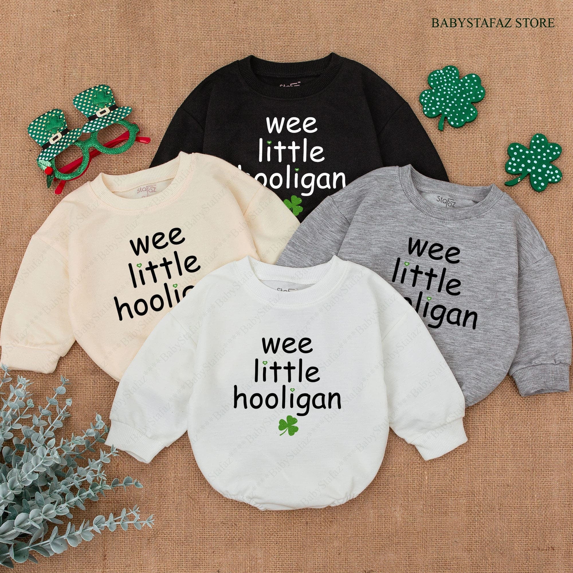 Wee Little Hooligan Baby Romper St. Patrick's Day Outfit Irish Shamrock First Holiday Gift Funny Infant Bodysuit Comfortable Cotton Wear