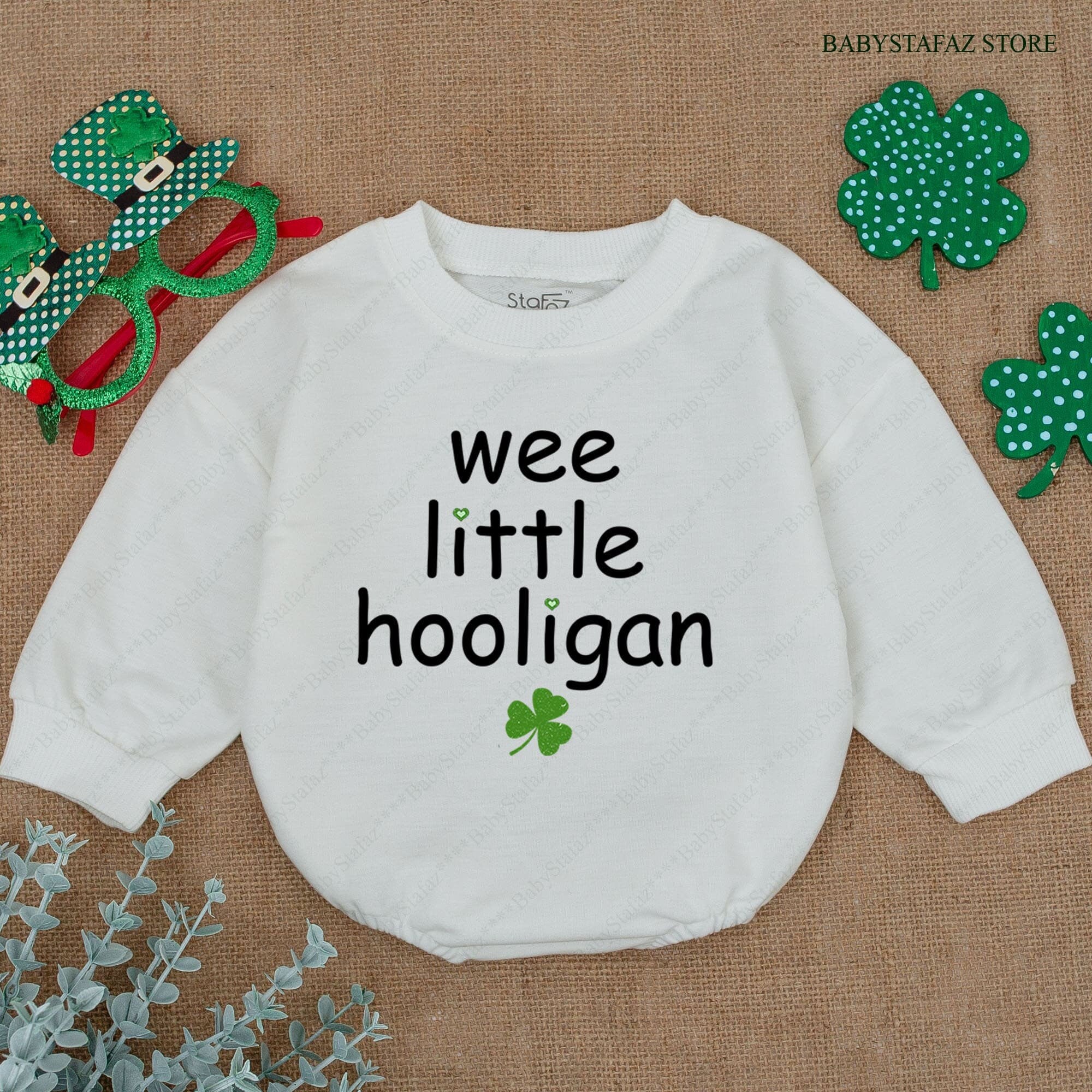 Wee Little Hooligan Baby Romper St. Patrick's Day Outfit Irish Shamrock First Holiday Gift Funny Infant Bodysuit Comfortable Cotton Wear