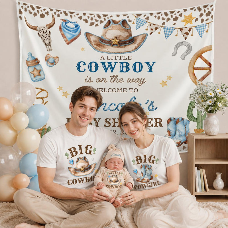 Western Family Matching Shirts Big Cowboy Little Cowboy Baby Outfit Big Cowgirl Tees Soft Cotton First Rodeo or Coming Home Gift