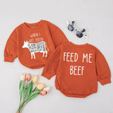 When I Get Teeth Feed Me Beef Baby Romper Cute Cow Design Infant Bodysuit Funny Farm Animal Outfit Newborn Gift Soft Cotton Clothes