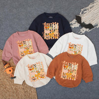 Whimsical Autumn Pumpkin Floral Romper Baby Girl Thanksgiving Outfit Toddler's Festive Fall Clothes Halloween Gift Vibrant Colors