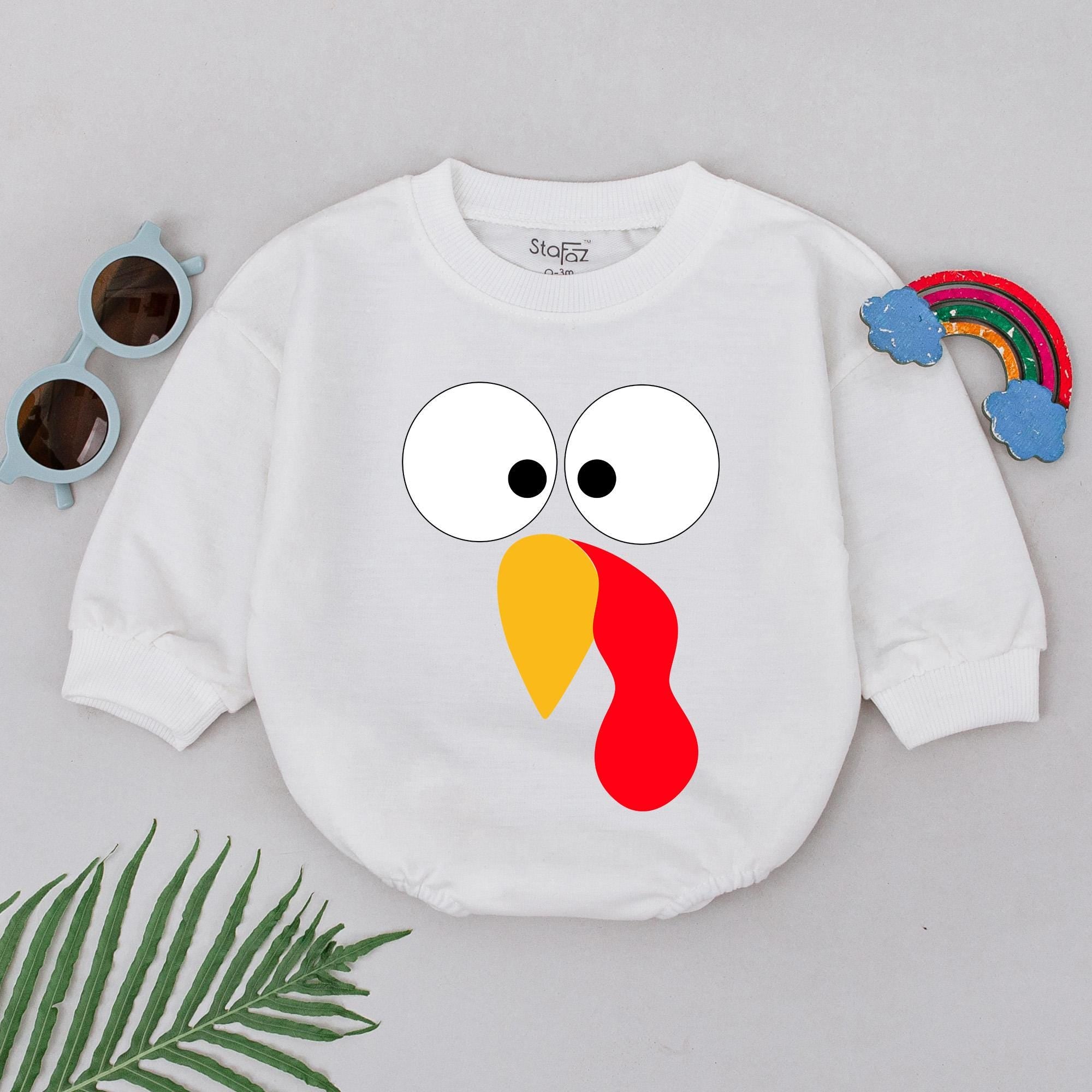 Whimsical Turkey Face Baby Romper First Thanksgiving Outfit Soft Cotton Fall Holiday Coming Home Gift For Infants Toddlers Boys Girls