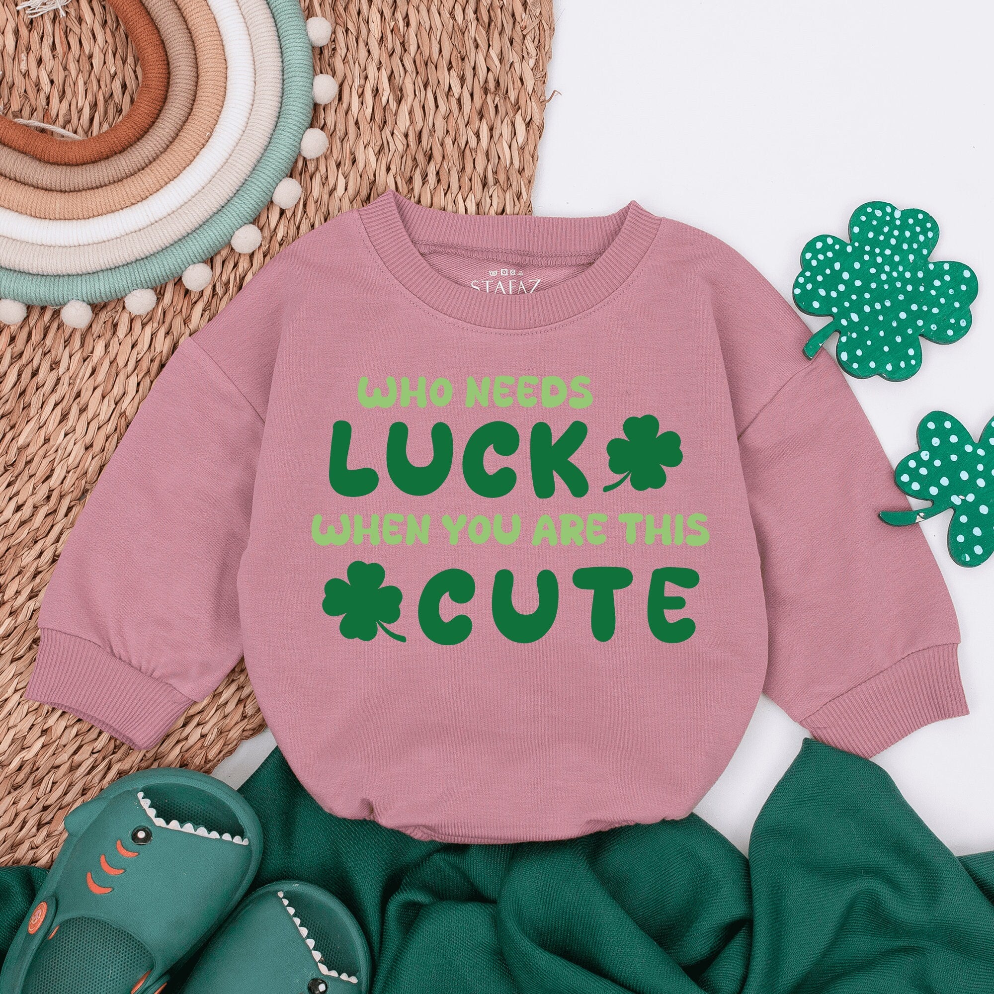 Who Needs Luck When You Are This Cute Baby Romper St Patricks Day Outfit Shamrock Irish Infant Bodysuit Soft Cotton Green Fun