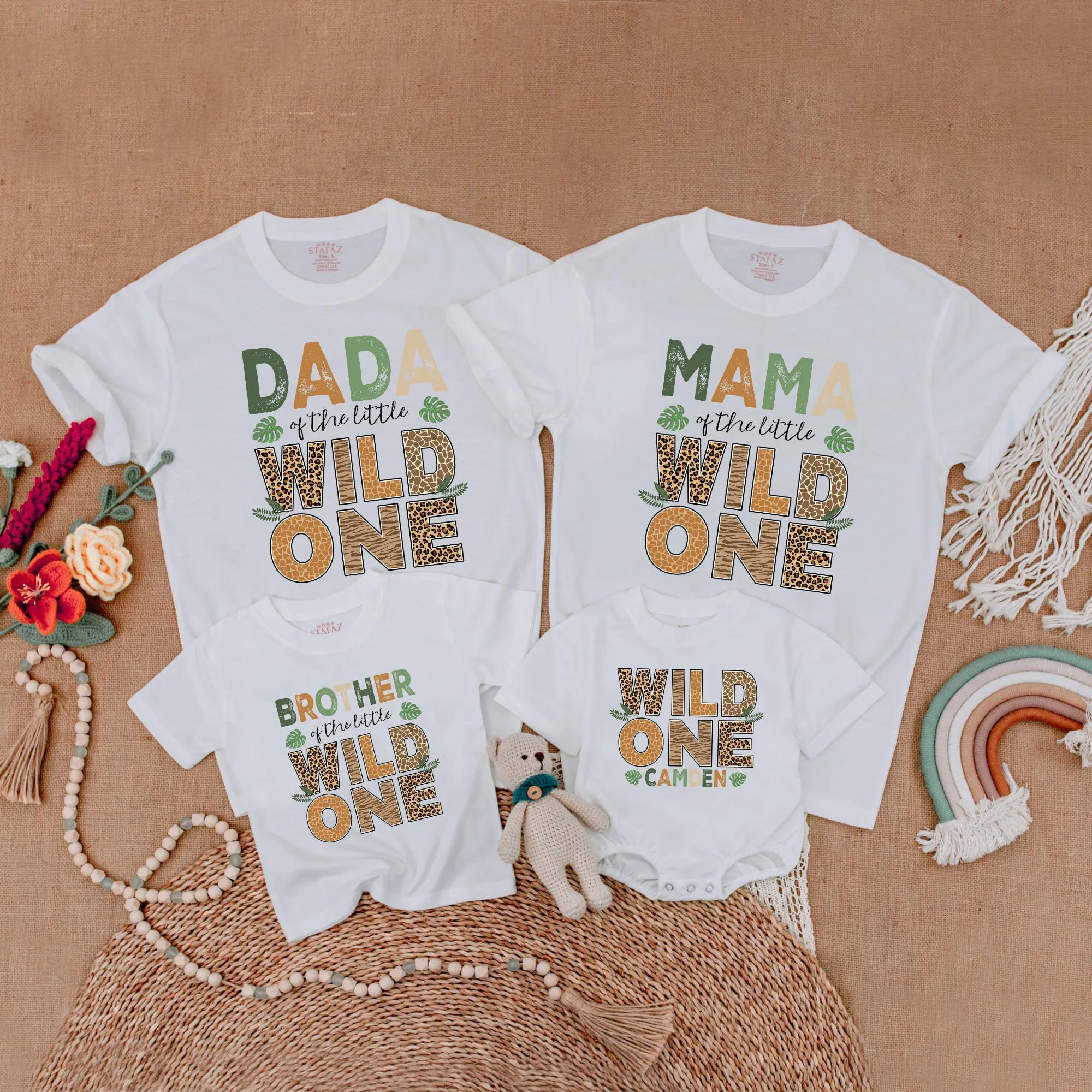 Wild One Family Matching Safari Birthday Shirts Personalized Fun Zoo Party Outfit Vibrant Design for Mom Dad Kids 1st Birthday Gift