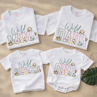 Wild One First Birthday Safari Family Shirts Custom Mama Dada Matching Tees Cute Animal Baby Boy Party Outfit Soft Cotton Design