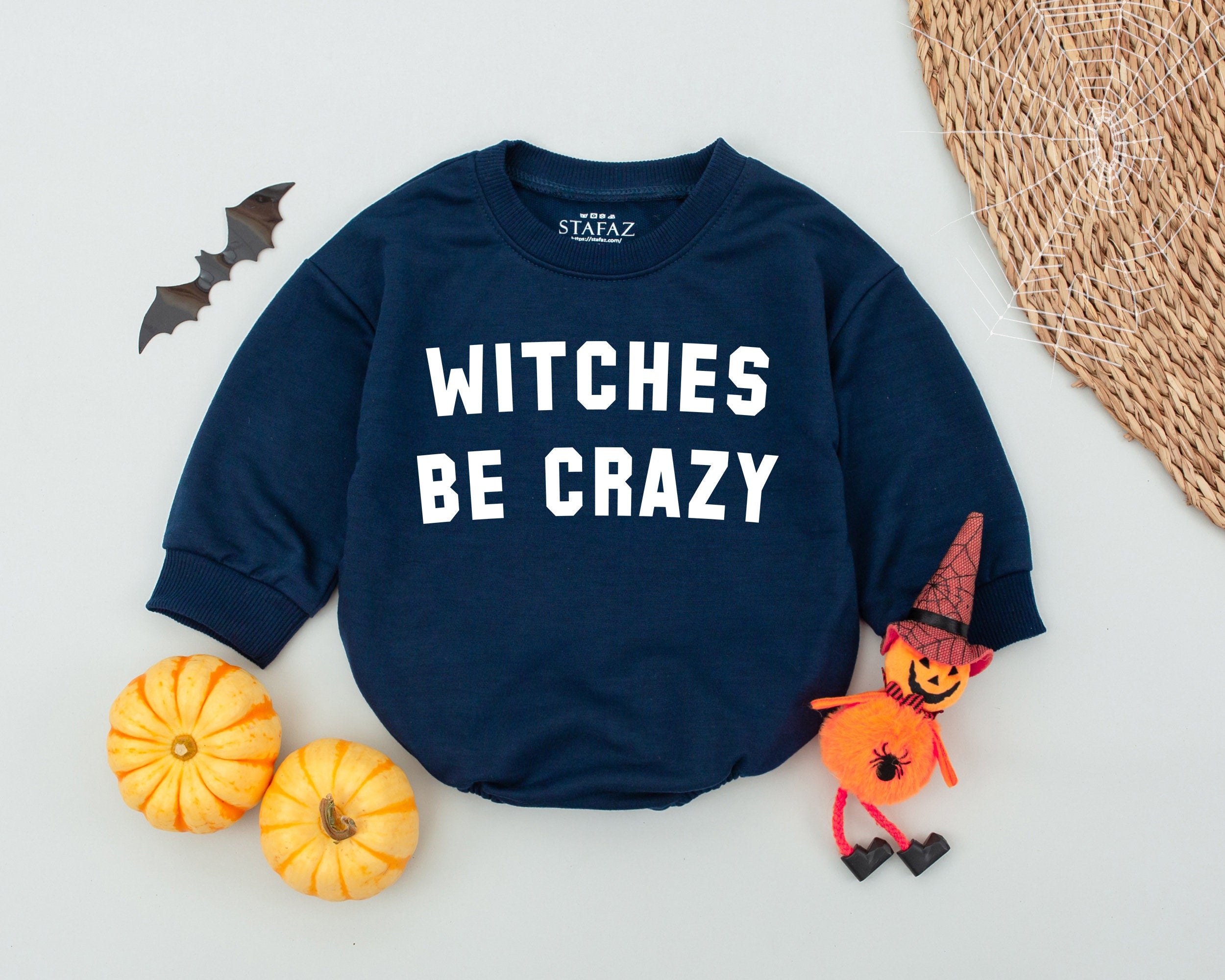 Witches Be Crazy Baby Romper Funny Halloween Bodysuit Toddler Costume Soft Cotton First Halloween Outfit Boy Girl Basic Witch Style
