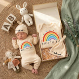 Worth the Wait Baby Bodysuit with Rainbow Design Personalized Newborn Outfit Gift Set Custom Coming Home Clothes Baby Shower Present
