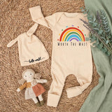 Worth the Wait Baby Bodysuit with Rainbow Design Personalized Newborn Outfit Gift Set Custom Coming Home Clothes Baby Shower Present