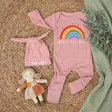 Worth the Wait Baby Bodysuit with Rainbow Design Personalized Newborn Outfit Gift Set Custom Coming Home Clothes Baby Shower Present
