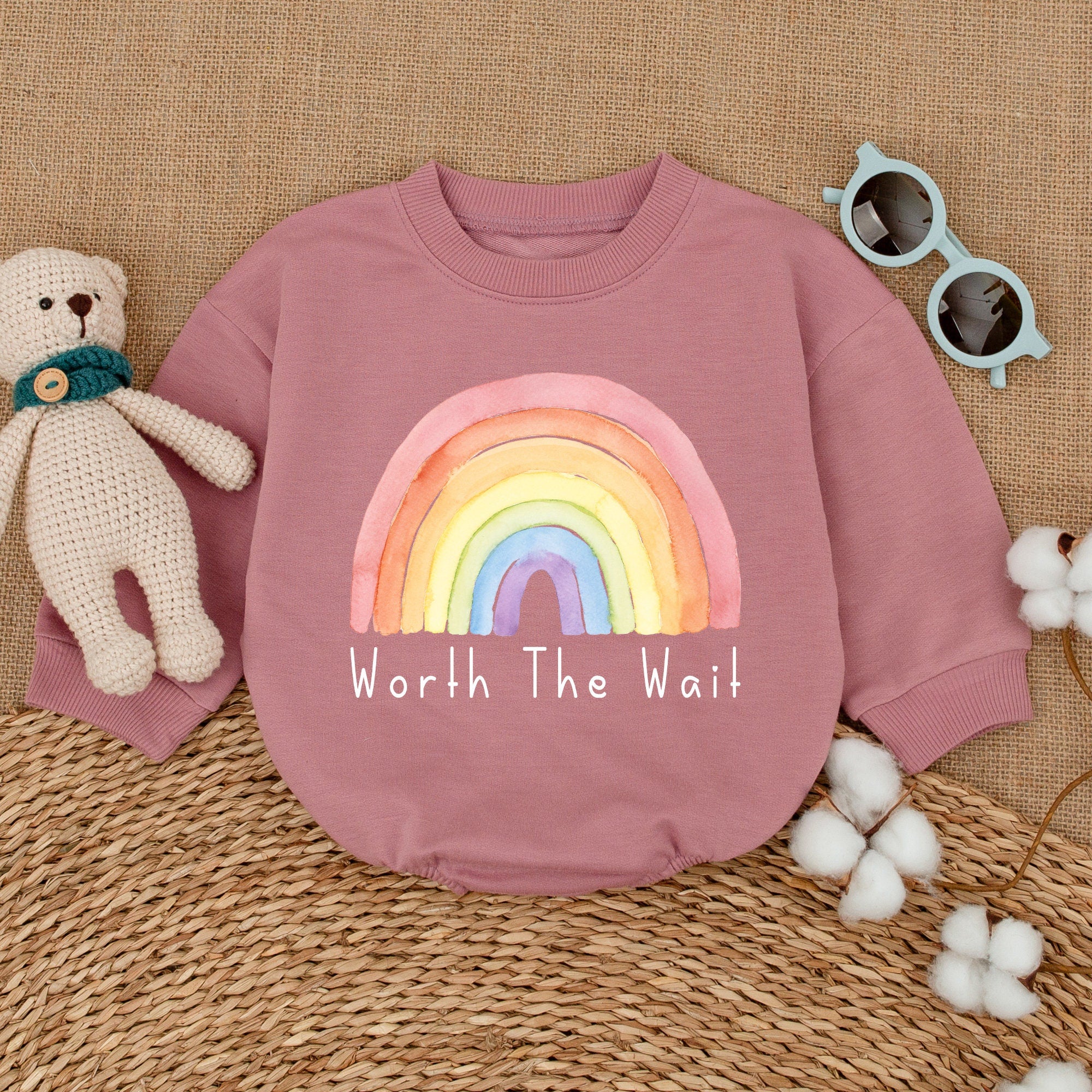 Worth The Wait Rainbow Baby Romper Soft Pastel Hand-Painted Design Newborn Bodysuit IVF Baby Gift Heartfelt Pregnancy Announcement