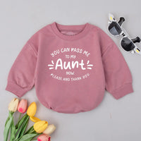 You Can Pass Me to My Aunt Baby Romper Funny Newborn Outfit Customizable New Baby Gift Soft Cotton Clothes Perfect for New Aunt Gift